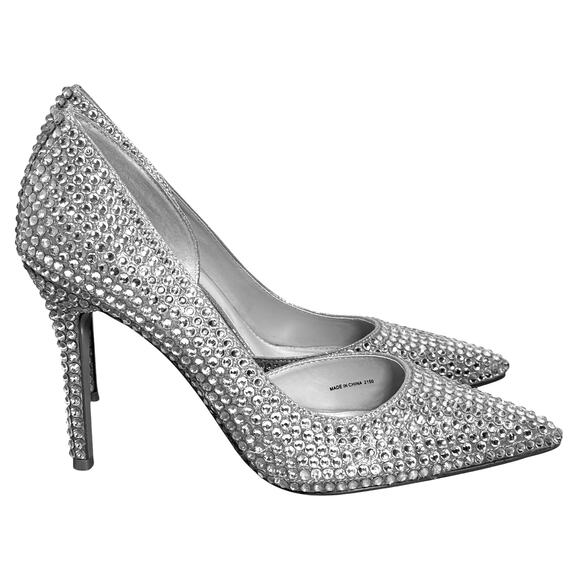 Betsey Johnson Hazil Silver Rhinestone Heels Women’s 8.5 Pointed Toe Pumps - Picture 4 of 9
